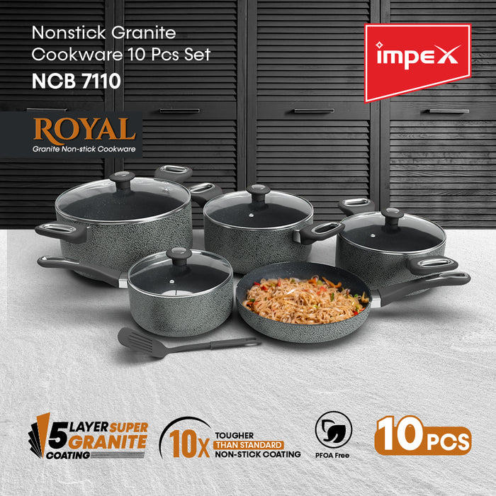 IMPEX NONSTICK GRANITE COOKWARE 10 PCS SET (NCB 7110)