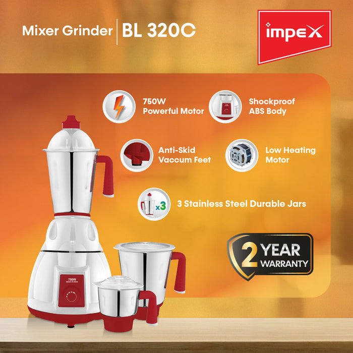 IMPEX BL 320C , 3 IN 1 Mixer Grinder 750W