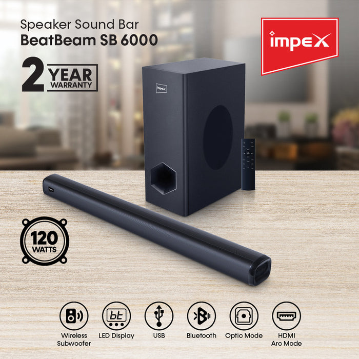Impex 2.1 Wireless Subwoofer Soundbar BeatBeam SB 6000