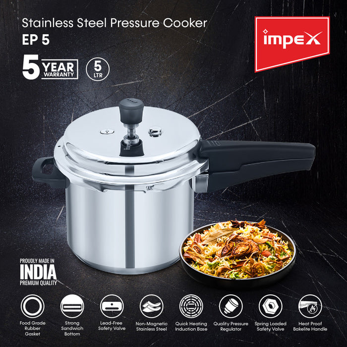 STAINLESS STEEL PRESSURE COOKER 5 LTR (EP 5)