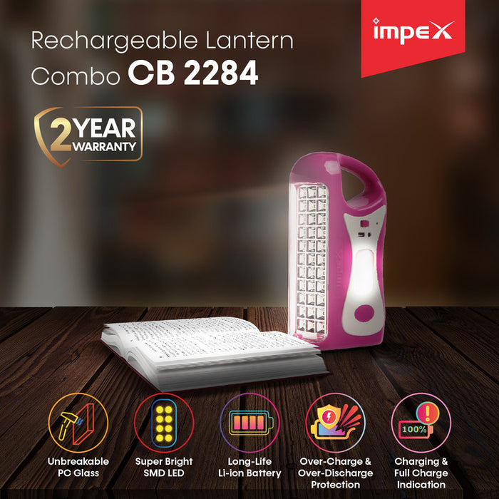 IMPEX CB 2284 LED Rechargeable Lantern 2 pcs Combo