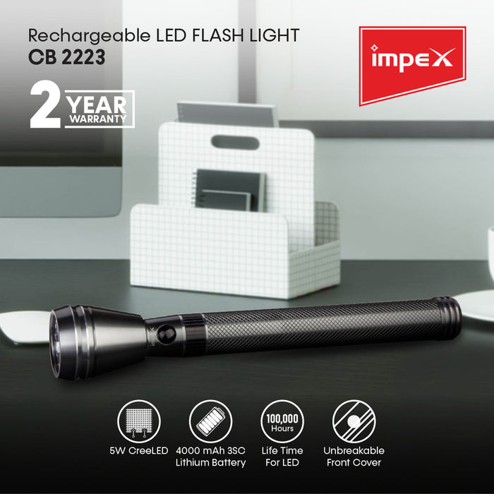 IMPEX CB 2223 Rechargeable LED Flashlight 2 Pcs Combo