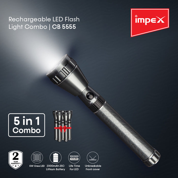 IMPEX CB 5555 Rec. LED Flash Light 5 Pcs Combo