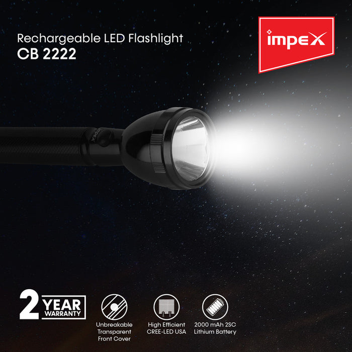 IMPEX CB 2222 Rechargeable LED Flashlight 2 Pcs Combo