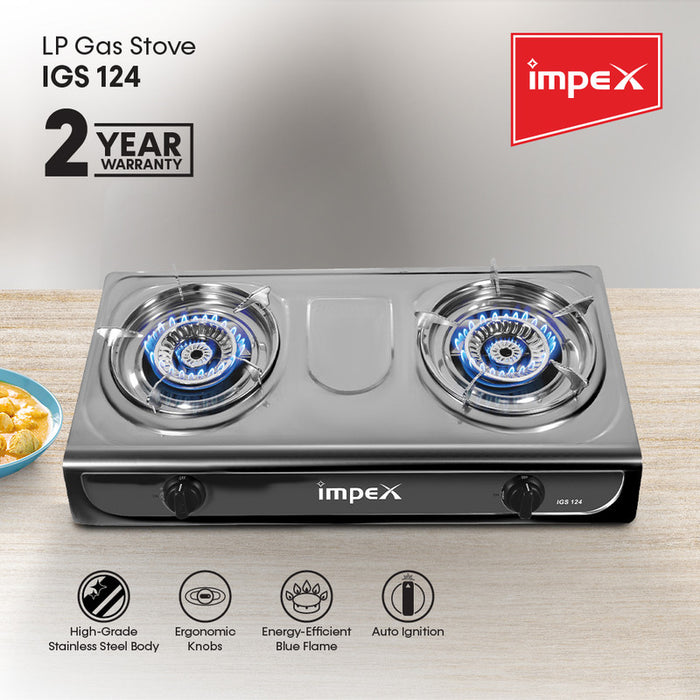 IMPEX IGS 124 2 Br. Stainless Steel LP Gas Stove