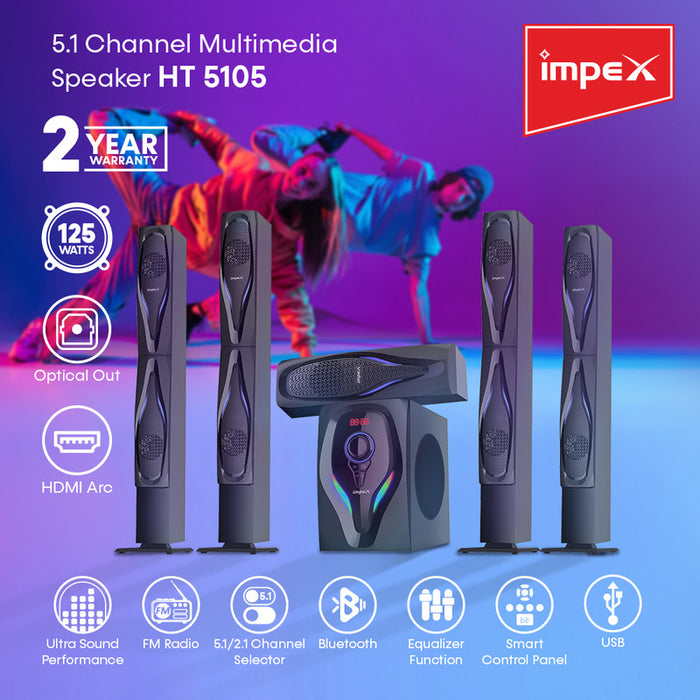 IMPEX HT 5105 , 5.1 Channel Multimedia Speaker System 