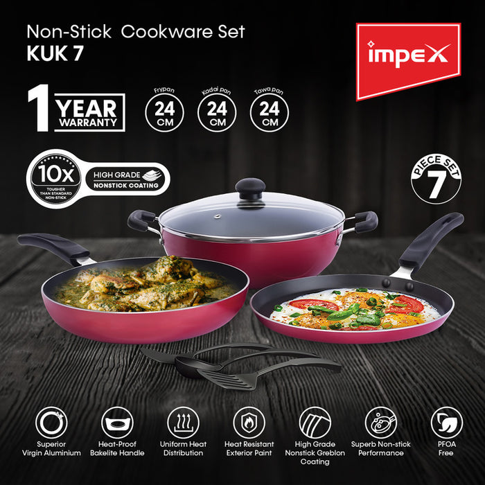 IMPEX KUK 7, 7 Pcs Nonstick Cookware Set
