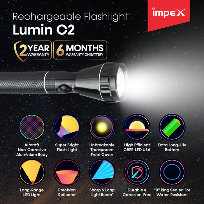 IMPEX LUMIN C2 2SC RECHARGEABLE LED FLASH LIGHT