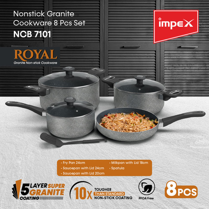 Impex Nonstick Granite Cookware 8Pcs (NCB 7101)