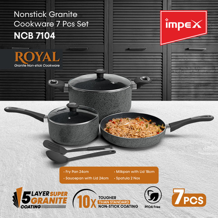 Impex Nonstick Granite Cookware 7Pcs(NCB 7104)