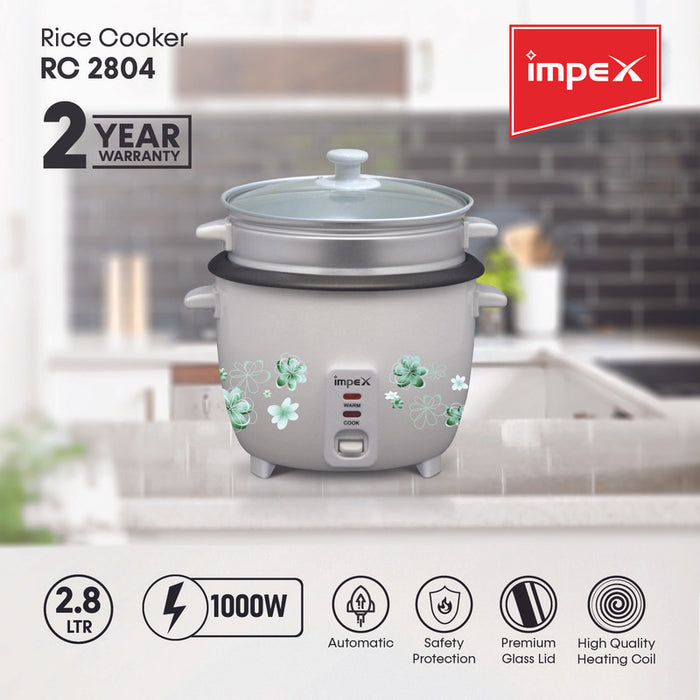 IMPEX RC 2804 2.8 L Drum Rice Cooker With Steamer